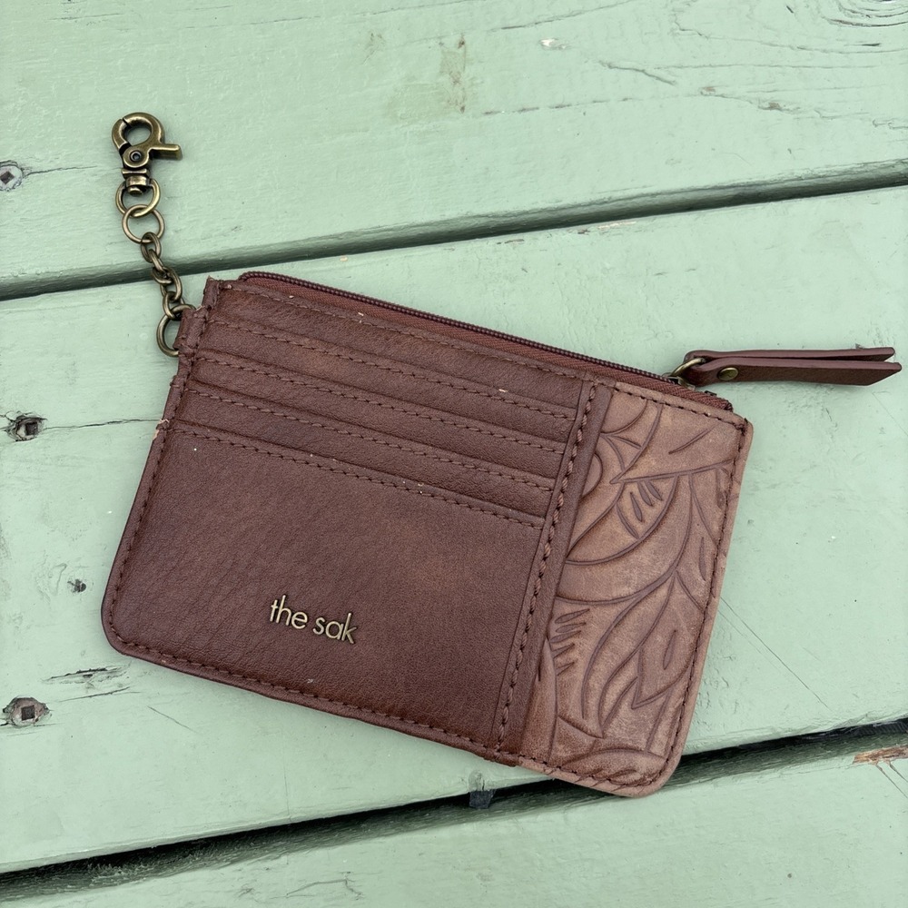 The Sak Women Leather Card Wallet Brown Block Color